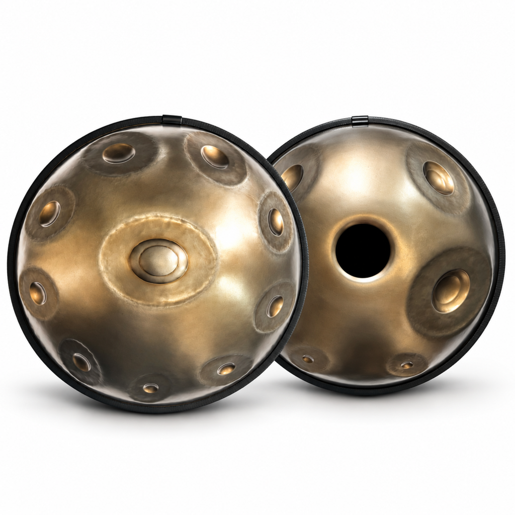 Dreemelody Master handpan, 16 notes across two faces, Ember Steel