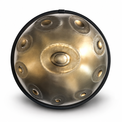 16-Note Mutant Handpan, 10+6 — Two Playable Faces, Ember Steel