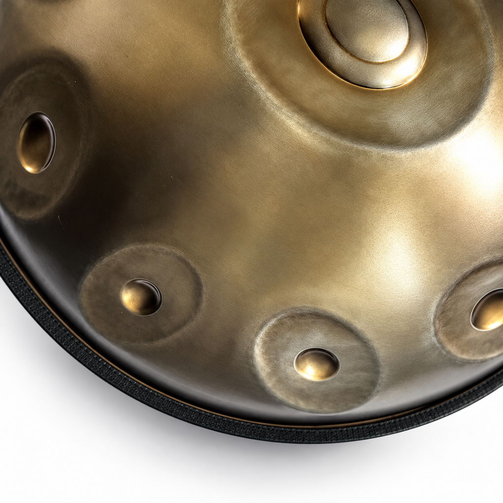 16-Note Mutant Handpan, 10+6 — Two Playable Faces, Ember Steel